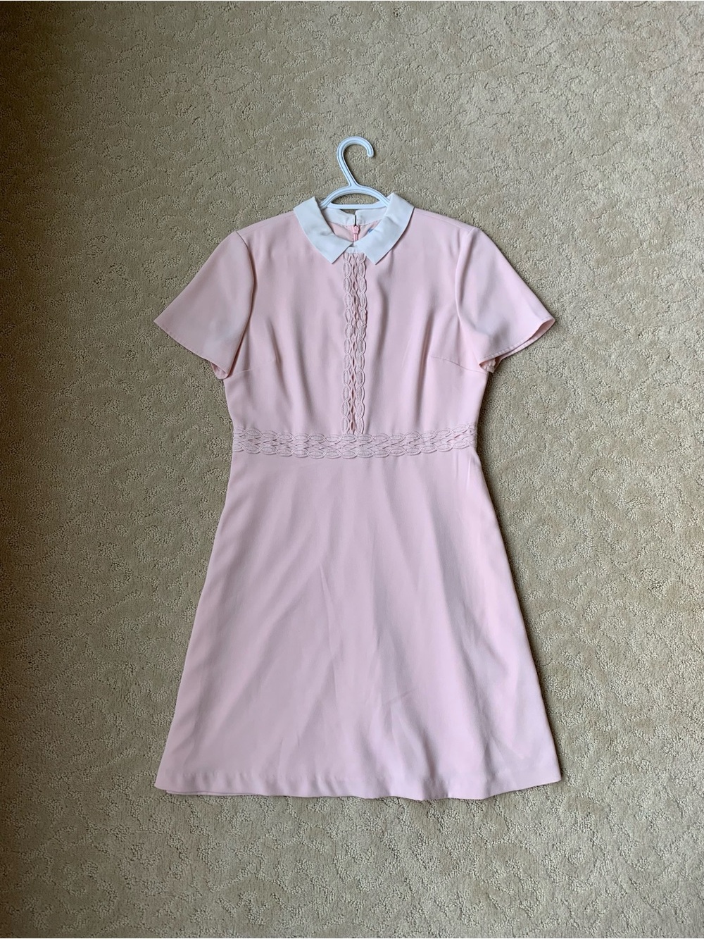 CeCe Pale Pink Mini Dress with White Peter Pan Collar